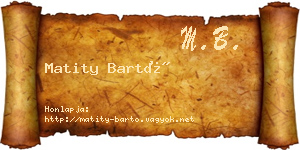 Matity Bartó névjegykártya